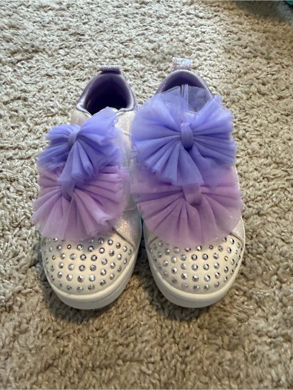 Girls White VELCRO Sneakers SKETCHERS TWINKLE TOES LIGHT UP TOES